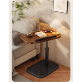 C-Shaped Adjustable Sofa Side Table with Tilting Top – Height 45–80cm Laptop Table, Walnut