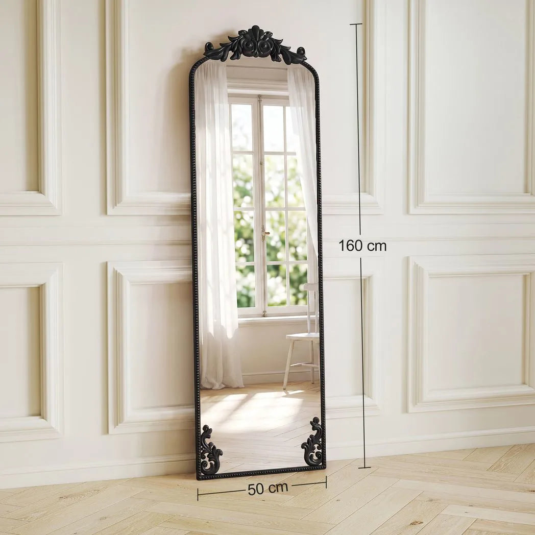 HOMCOM Floor Mirror, 50 x 160 cm Full Length Mirror with Baroque Metal Frame for Bedroom, Living Room