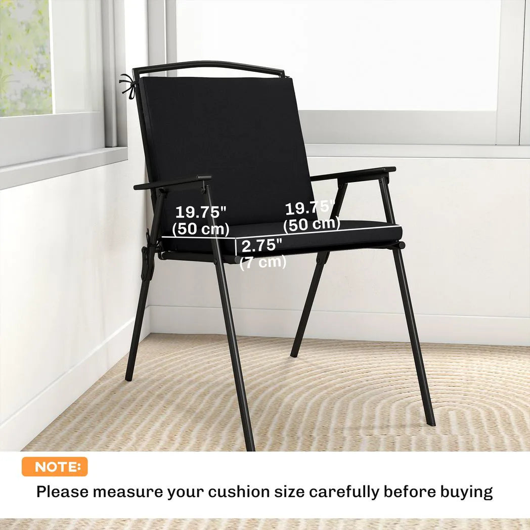 Outsunny Outdoor Seat Cushions, Set of 2 – 50 x 50 cm Water-Resistant Garden Seat Pads with Ties, 7 cm Thick, Black