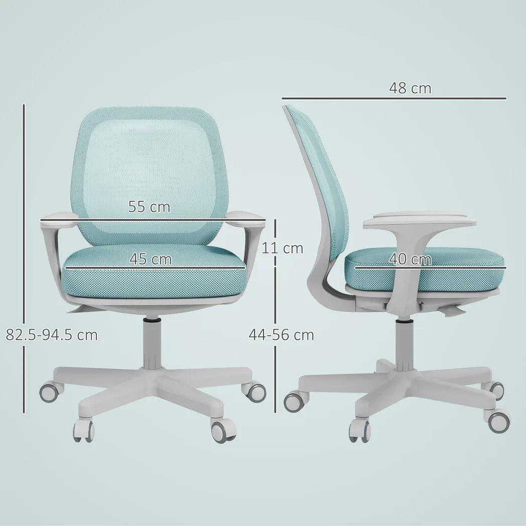Vinsetto Mesh Back Office Chair with 44–56cm Adjustable Height, Swivel Seat & Castors – Light Green