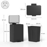HOMCOM 20L Stainless Steel Kitchen Pedal Bin with Soft-Close, Stay-Open Lid and Removable Bucket, Matte Black