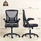 HOMCOM Mesh Office Chair with Flip-Up Armrests, Lumbar Support and Adjustable Height – Desk Chair, Black
