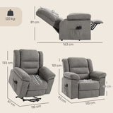 HOMCOM Oversized Riser Recliner Chair with Massage and Heat, Power Lift, Wide Seat and Back, Grey