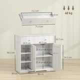 HOMCOM Freestanding Bathroom Floor Cabinet with Drawer, Double Doors and Open Shelves – Nordic Storage Unit, White
