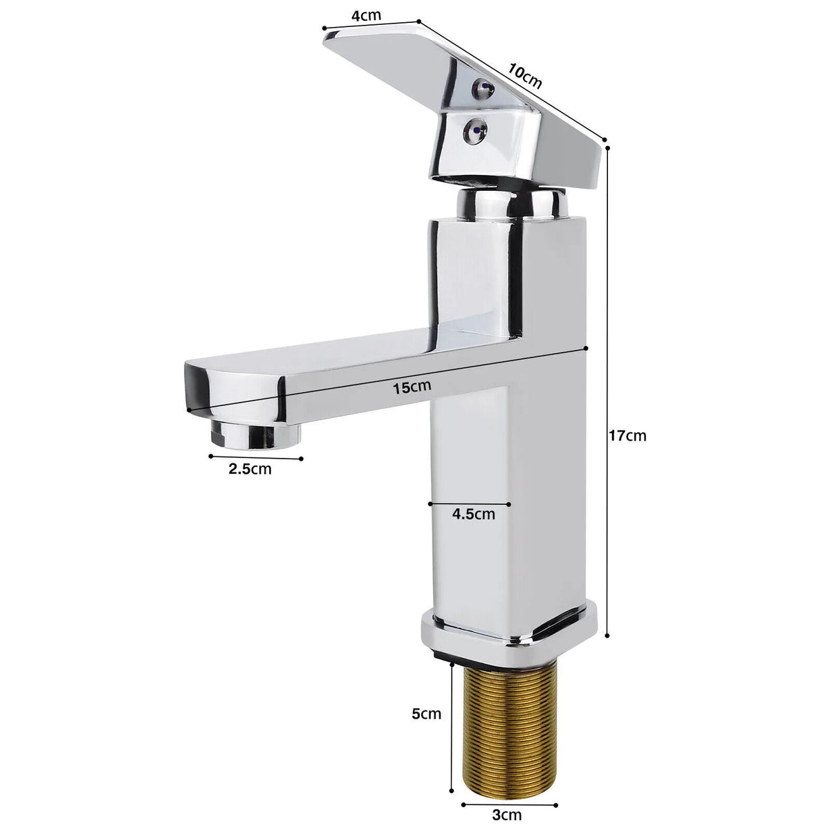 Waterfall Bathroom Basin Mixer Tap with Click Clack Waste – Chrome Mono Cloakroom Sink Tap, Single Lever