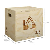HOMCOM 3-in-1 Wooden Plyo Box with Handle Openings – Plyometric Jump Box for Home Gym, 12" x 14" x 16", Natural