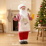 HOMCOM 120cm Animated Singing Chef Santa Claus – Moving Head, Sound and Touch Activated Christmas Decoration