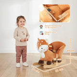 AIYAPLAY Deer Rocking Horse with Sounds, Security Belt & Rocking Stopper – Toddler Ride On, 1-3 Years, Brown