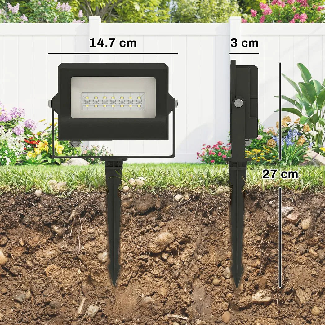 Outsunny 32W RGB LED Garden Floodlights, 4-Pack – Linkable Spotlights with Remote and Timer, IP65, UK Plug, Black