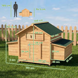 PawHut Wooden Chicken Coop with Two Nesting Boxes, Openable Waterproof Roof & Pull-Out Tray – Hen House, 150cm