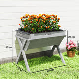 Outsunny Wooden Raised Garden Bed with Legs and Bed Liner – Elevated Fir Wood Planter Box, 178L, Light Grey