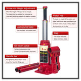 Hydraulic Bottle Jack 2 Tonne with Overload Safety Valve – High Lift for Car, Van, Trailer & Boat, Red