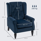 HOMCOM Wingback Accent Chair with Button Tufting & Pocket Springs – Retro Armchair for Living Room, Dark Blue
