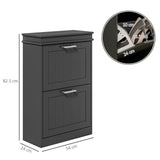 HOMCOM Slim Shoe Cabinet with 2 Flip Drawers, Holds 10 Pairs, 82.5 x 54 x 24 cm – Black