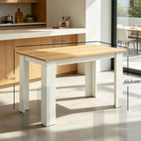 HOMCOM Dining Table for 4-6 People with Wood Effect Melamine Top – Space-Saving Kitchen Table, Oak and White