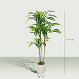 HOMCOM 120cm Artificial Dracaena Tree with Bendable Trunks and White Pot – Realistic Faux Plant, Green