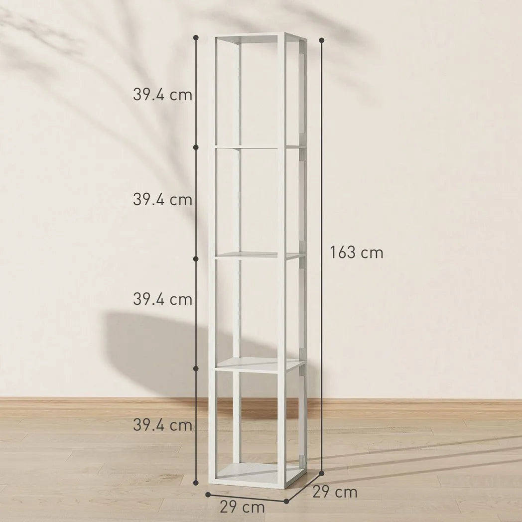 HOMCOM Floor Lamp with Shelves and 3 Brightness Levels – Oak