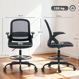 HOMCOM Painting Chair with Mesh Back, Adjustable Footrest & Flip-up Armrests – Sit-Stand Desk Chair, Black