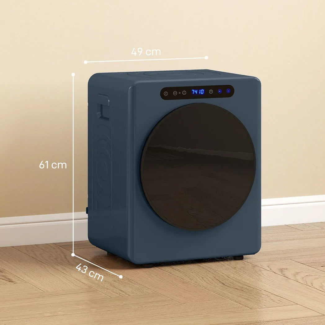 HOMCOM 5kg Compact Vented Tumble Dryer, 1000W with Anti-Crease Reverse Action and ECO Mode – Blue