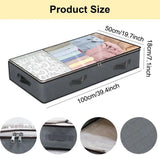 4-Piece 90L Large Underbed Storage Bags with Zips, Clear Window & Handles – Clothes Organiser, Grey