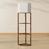 HOMCOM Corner Floor Lamp with 3 Storage Shelves & Pull Chain Switch – Tall Standing Lamp, Rustic Brown