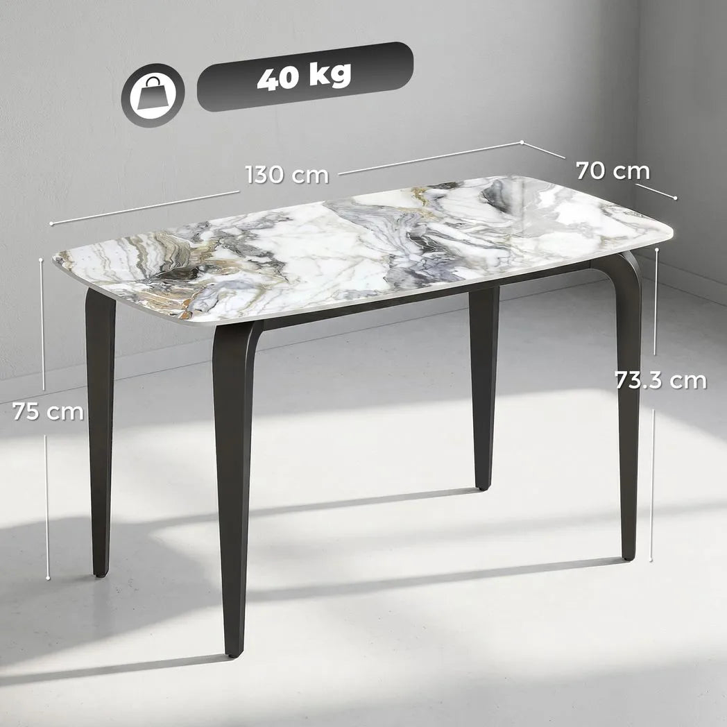 HOMCOM Dining Table for 4 with Sintered Stone Top and Metal Legs – Modern Kitchen Table, White