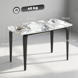 HOMCOM Dining Table for 4 with Sintered Stone Top and Metal Legs – Modern Kitchen Table, White
