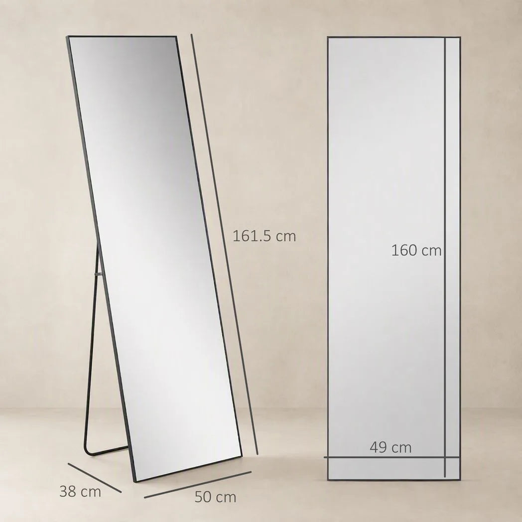 HOMCOM Full Length Mirror, Aluminium Alloy Framed Full Body Mirror with Tempered Glass