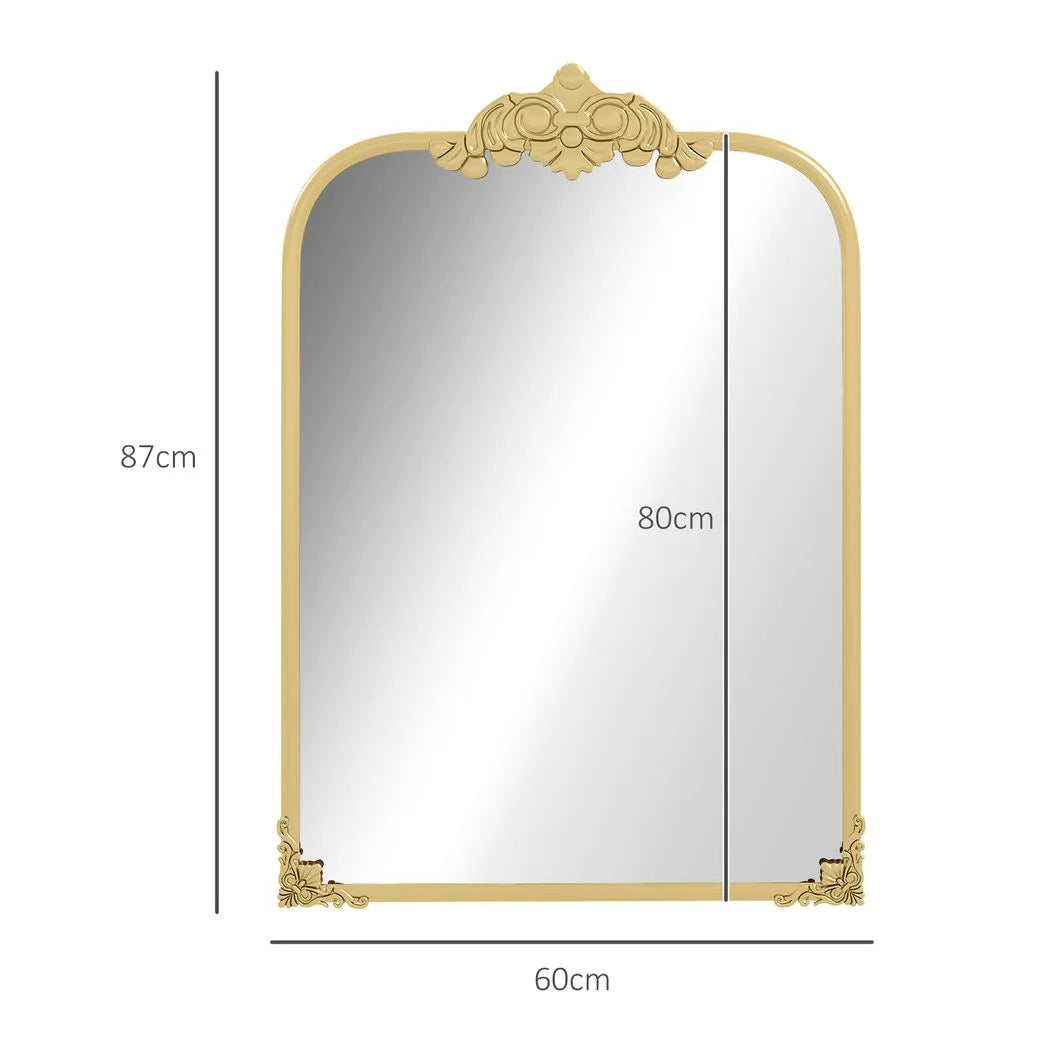 HOMCOM Wall Mirror, Decorative Baroque Mirror with Metal Frame, for Bedroom and Living Room, 60 x 87 cm