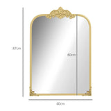 HOMCOM Wall Mirror, Decorative Baroque Mirror with Metal Frame, for Bedroom and Living Room, 60 x 87 cm