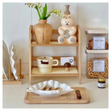 2-Tier Wooden Countertop Organiser Rack – Multipurpose Kitchen Storage Shelf, Large