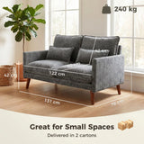 HOMCOM 2 Seater Sofa with Pocket Spring Cushions, Wide Deep Seat & Rubberwood Legs – Loveseat, Grey