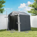 Outsunny 7.5 x 6.2ft Waterproof Garden Storage Tent – Bike Shelter with Roll-Up Zip Door and Vent, Dark Grey