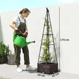 Outsunny Self-Watering Raised Garden Bed with Trellis & Drainage Holes – Tall Planter for Climbing Plants