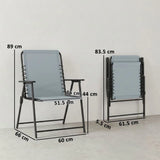 Outsunny Set of 2 Folding Garden Chairs with Breathable Texteline Seat, High Back and Armrests – Light Grey