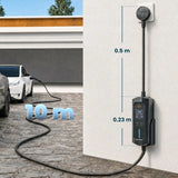 HOMCOM 10 m Type 2 to 3-Pin Plug EV Charger, 2.8 kW, 6-13 A, IP65 Portable Charging Cable with LCD & 1-12 h Timer