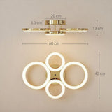 HOMCOM 4-Ring LED Flush Mount Ceiling Light with 3 Colour Temperatures – Modern Lighting, Gold Tone