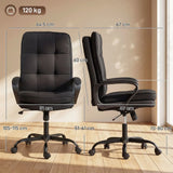 HOMCOM Double Padded Office Chair, Linen-Look Fabric, 60cm High Back, Height Adjustable and Rocking – Black