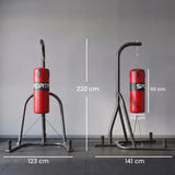SPORTNOW Freestanding Punching Bag with Stand, 20kg Heavy Bag & Weight Plate Holders – Home Boxing Set, Red