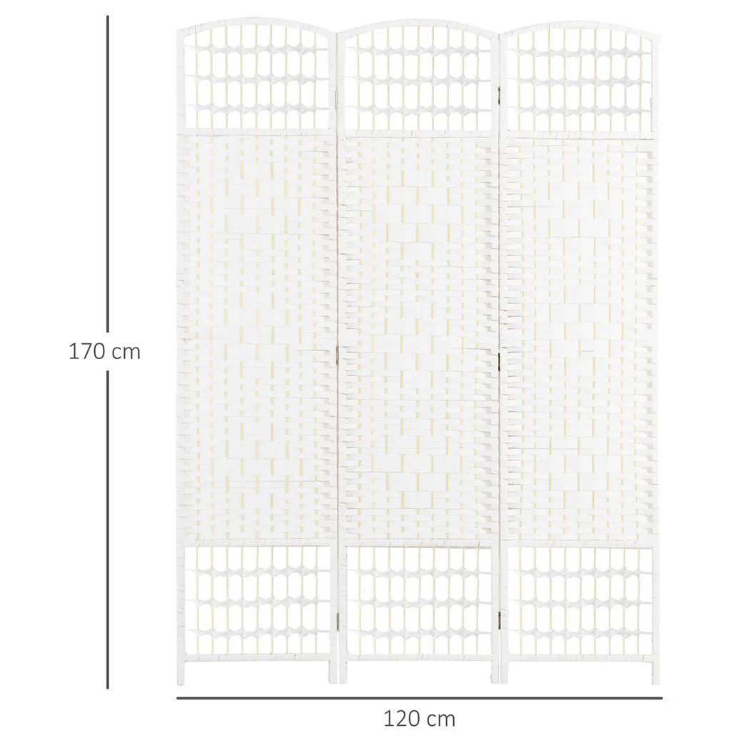 HOMCOM 3 Panel Folding Room Divider, Hand-Woven Paper Rope & Bamboo Privacy Screen – Living Room Partition