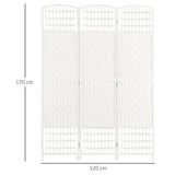HOMCOM 3 Panel Folding Room Divider, Hand-Woven Paper Rope & Bamboo Privacy Screen – Living Room Partition