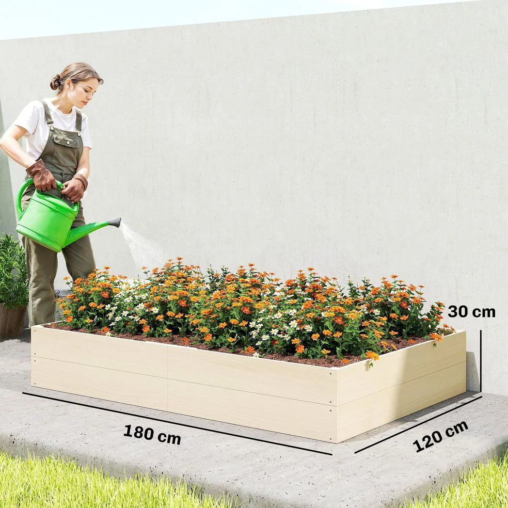 Outsunny Extra Large 620L Wooden Raised Garden Bed with Open Bottom, 180 x 120 x 30 cm
