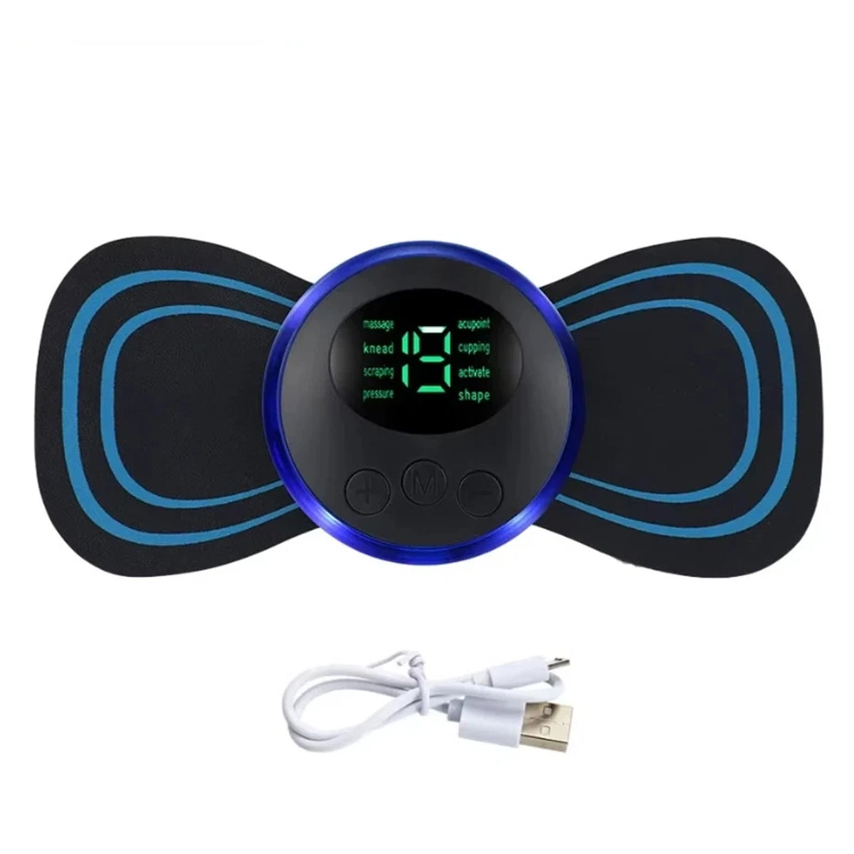 USB Electric Foot Massage Pad and Neck Massager Set with 8 Modes, 19 Levels – Portable Massager, Black