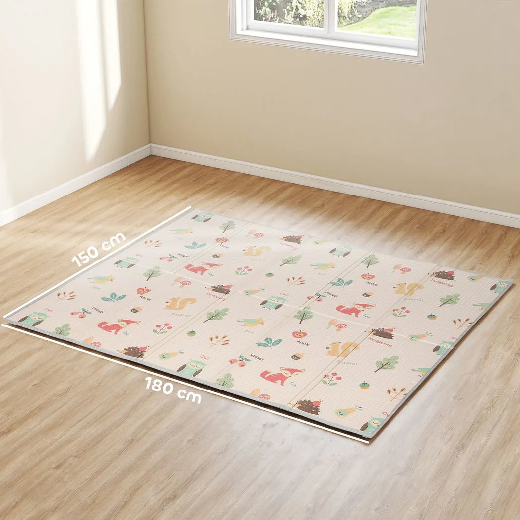 AIYAPLAY Foldable Double-Sided Baby Play Mat – Animals, Letters & Numbers Foam Crawling Mat