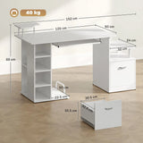 HOMCOM Computer Desk with Drawer, 4-Tier Shelves and Keyboard Tray – CPU Stand Home Office Desk, White