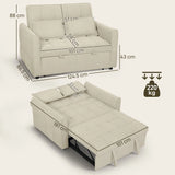 HOMCOM 2 Seater Sofa Bed with Click-Clack Backrest and 2 Pillows – 3-in-1 Convertible Sleeper Sofa, Light Brown