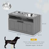 PawHut Raised Dog Bowl Stand with Slow Feeder, Steel Bowls and Drawer – Large Dogs, Grey