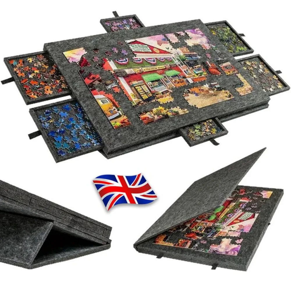 Tilting Jigsaw Puzzle Board with Stand, Cover & 6 Drawers – 1000 Piece, Portable
