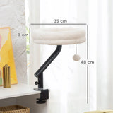 PawHut Cat Desk Bed with 360° Rotation – Adjustable Cat Hammock for Window, Table and Desk, Cream White