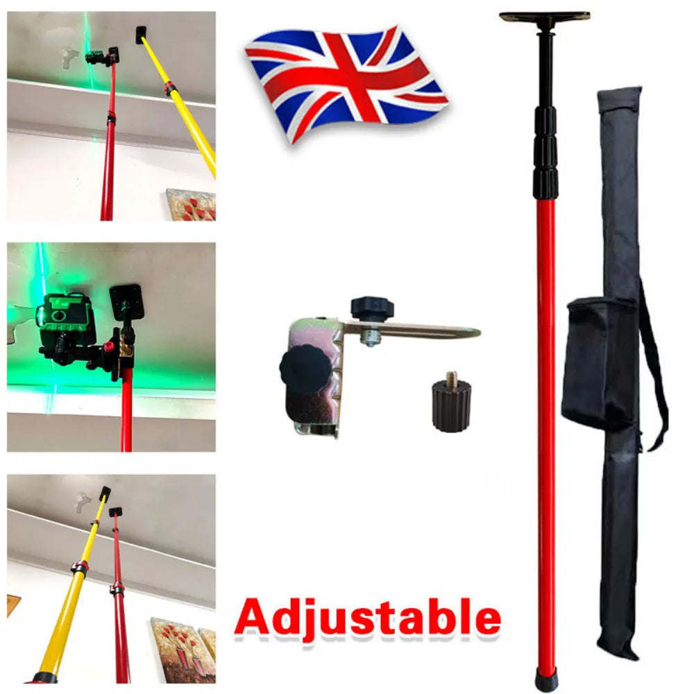2.8m Telescopic Laser Level Pole with Mounting Bracket and Storage Bag – Support for Rotary Lasers